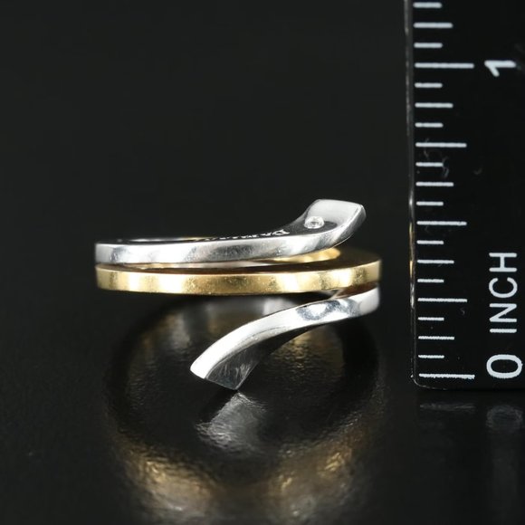 $6500 / Italian Damiani Diamond Bypass Ring / 18K Gold Heavy ring - Picture 3 of 7